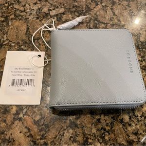 Lo & Sons - The Small Wallet, Saffiano Leather in Desert Blue / Silver / Grey